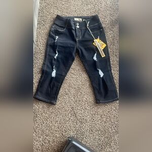 Hybrid & Company Black Denim with Silver Accents